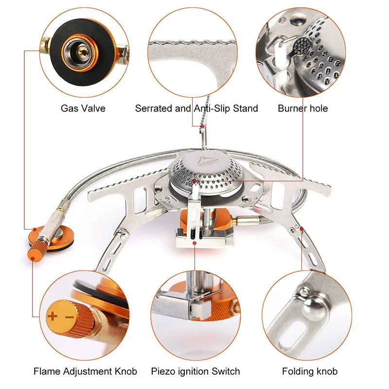 Widesea Camping Gas Stove – Strong Fire Outdoor Tourist Burner & Survival Cooker
